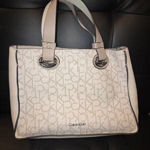 Calvin Klein Beige Monogram Tote Bag